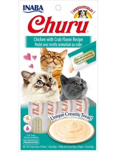 Churu Golosina Húmeda para Gatos de Pollo y Cangrejo 4x14 gr