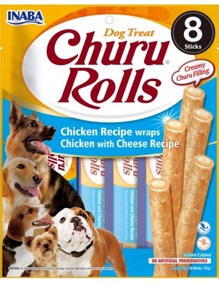 Churu Dog Rolls Receta de Pollo con Queso 8x12 gr