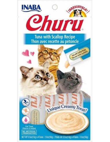 Churu Golosina Húmeda de Atún con Vieira para Gatos 4x14 gr