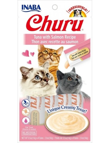 Churu Golosina Húmeda para Gatos de Atún con Salmón 4x14 gr