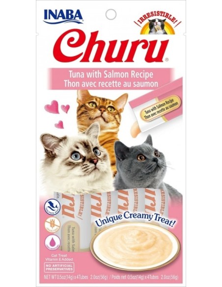 Churu Golosina Húmeda para Gatos de Atún con Salmón 4x14 gr