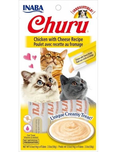 Churu Golosina Húmeda para Gatos de Pollo con Queso 4x14 gr