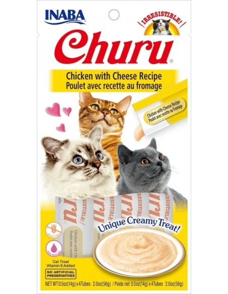 Churu Golosina Húmeda para Gatos de Pollo con Queso 4x14 gr